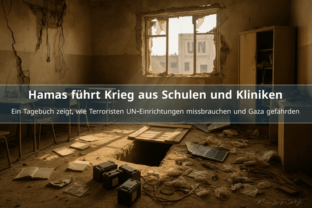 Zerstörtes Hamas-Tunnelsegment mit Betonrissen, freiliegender Stahlarmierung, beschädigtem Aggregat und Trümmern, dokumentarisch fotografiert.