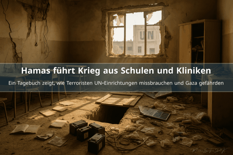 Zerstörtes Hamas-Tunnelsegment mit Betonrissen, freiliegender Stahlarmierung, beschädigtem Aggregat und Trümmern, dokumentarisch fotografiert.