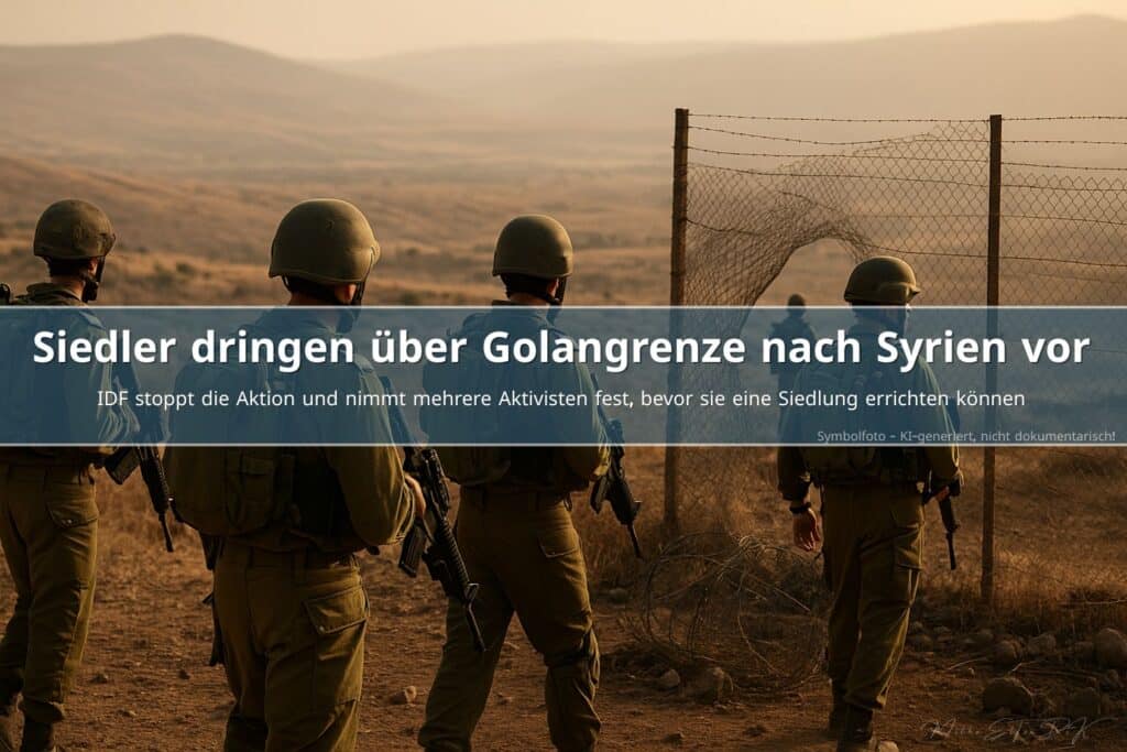 IDF-Soldaten sichern einen beschädigten Grenzzaun auf den Golanhöhen nach einem illegalen Eindringen aus Syrien