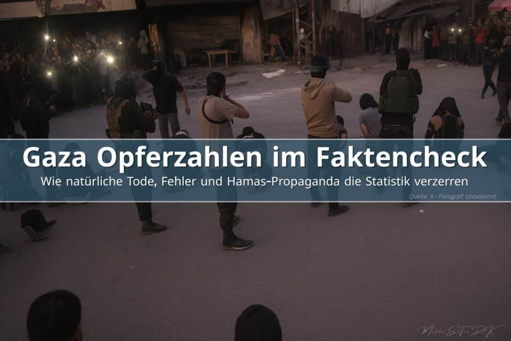 Analytische Unterlagen zu Gaza-Opferzahlen auf Schreibtisch mit Kartenhintergrund