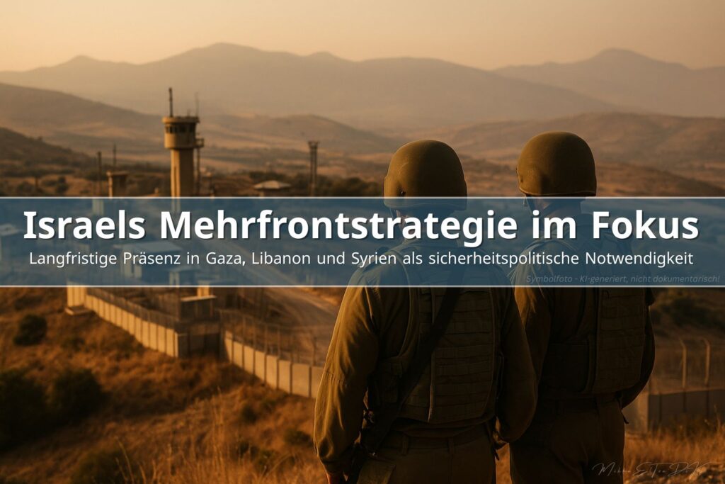 IDF Soldaten überblicken israelische Grenzposition im Abendlicht nahe Libanon