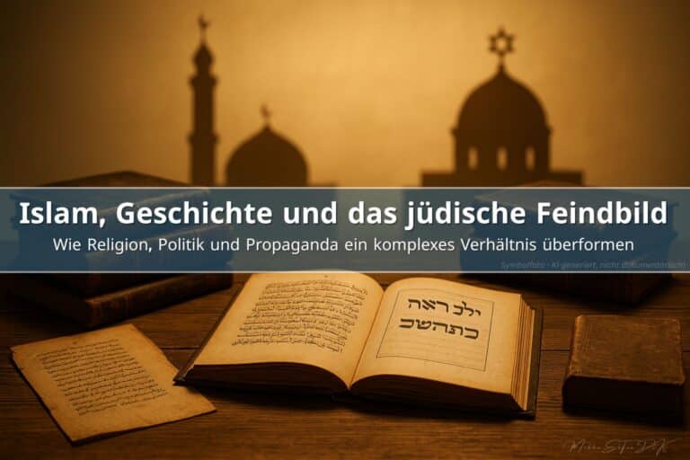 Islam und Judenhass im historischen Kontext – Symbolbild mit arabischen und hebräischen Texten