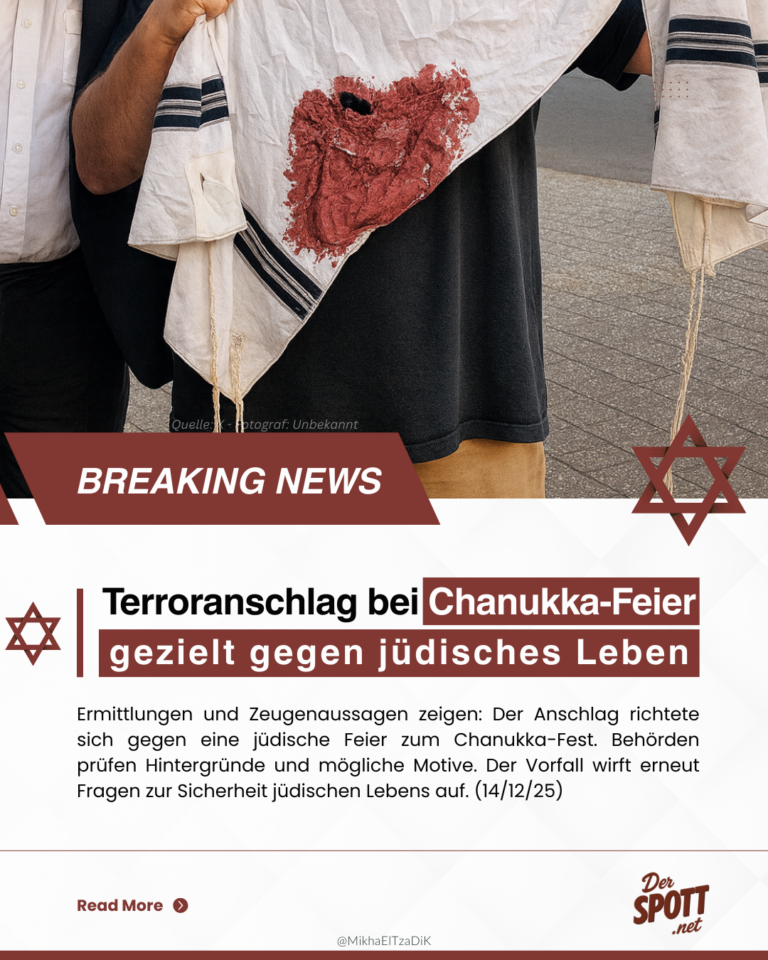 Mann zeigt blutverschmierten Gebetsschal nach Terroranschlag auf jüdische Chanukka-Feier am Bondi Beach in Australien.