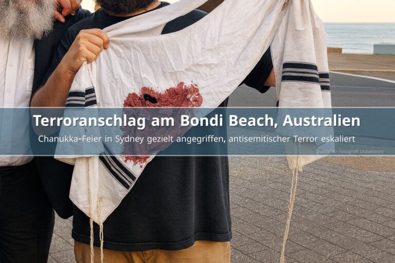 Blutdurchschossener jüdischer Gebetsschal nach Terroranschlag auf Hanukkah-Feier am Bondi Beach in Sydney